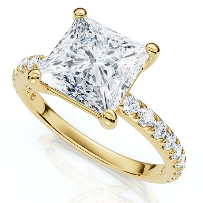 Pompeii3 Certified 2 1/3Ct Princess Cut Diamond Engagement Ring 14k Gold or Pt Lab Created