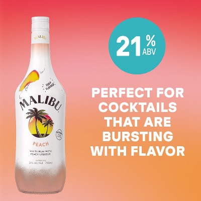 Malibu Peach Flavored White Rum - 750ml Bottle