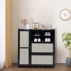 YIYIBYUS Bamboo Rattan Shoe Cabinet with Doors Shoe Rack, Black - 2 of 4