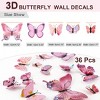 Unique Bargains Room Decor 3D Butterfly Wall Stickers Decal Pink 36pcs - 2 of 4