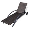 vidaXL Sun Lounger with Cushion & Wheels Poly Rattan Brown - image 4 of 4