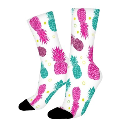 Colorful Funny Pineapple Women Printed Crew Socks Funny Funky Socks Soft Polyester Novelty Gifts for Artists Men
