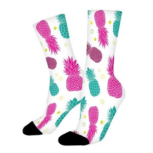 Colorful Funny Pineapple Women Printed Crew Socks Funny Funky Socks Soft Polyester Novelty Gifts for Artists Men - 1 of 1