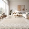 Washable Modern Scalloped Rug Non Slip Low Pile Rug Soft Contemporary Floor Cover Foldable Indoor Carpet for Living Room Bedroom Playroom Nursery - 3 of 4