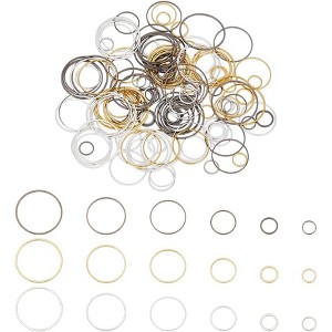 180pcs Brass Linking Rings, 3 Colors 6 Sizes Hollow Circle Connectors for DIY Jewelry Making (Earrings, Necklaces) - 1 of 4