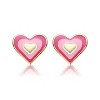 Elegant Gold-Plated Triple Heart Enamel Earrings – Stylish & Chic Design Available in Blue, Soft Pink, and Statement Large Pink - 2 of 3