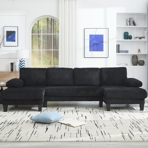 SKRAN 114" U-Shaped Couch Convertible Sectional Sofa 4-Seat Sofa with Double Chaise Lounge for Apartment, Living Room - 1 of 4