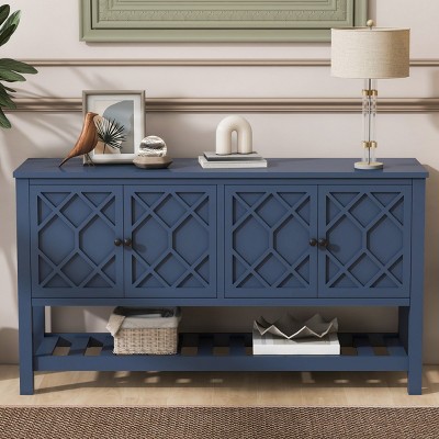 59"Wx31"H Mordern Console Table With Bottom Shelf,Storage Space And Polygonal Door,Console Table Entrance,Console Table Storage- Maison Boucle