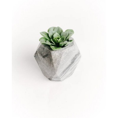 Slickblue Hand-Crafted Marble Geometric Planter - Modern Minimalist Design, 4 x 4.5 Inches