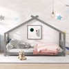 Twin Size Wood House Bed with Roof for Kids or Teens Bedroom - 2 of 4