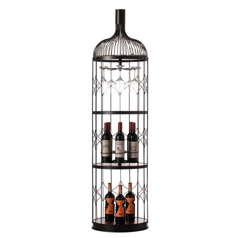 Vintiquewise Creative Bottle Shaped Black Wine Holder Rack Holder for Dining Room, Office, and Entryway, 1 of 9