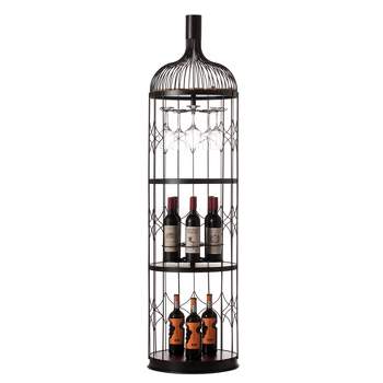 Vintiquewise Creative Bottle Shaped Black Wine Holder Rack Holder for Dining Room, Office, and Entryway