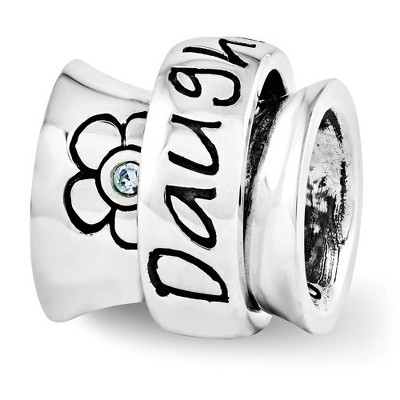 Black Bow Jewelry Sterling Silver with Light Blue Crystal Daughter Spinner Bead Charm
