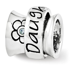 Black Bow Jewelry Sterling Silver with Light Blue Crystal Daughter Spinner Bead Charm - 1 of 3