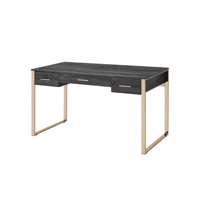 Perle Writing Desk Champagne Gold/Black - Acme Furniture