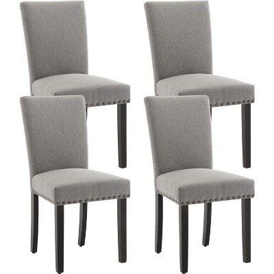 4/6er Set Upholstered Dining Chairs, Fabric Parsons Dining Room Chair with Nailhead Trim and Sturdy Wood Legs Modern