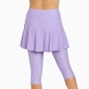 Calypsa Women's Plus Size Chlorine Resistant High Waisted Flared Swim Skort With Attached Capri Leggings - 3 of 4