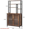 Retro Bakers Rack w/ Cabinet, 5 Tier Microwave Stand 63.78", Baker Rack w/ Fluted Door Large Kitchen Oven Stand Tall Bar Cabinet - 2 of 4
