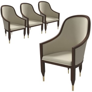 LeisureMod Belle Leather Dining Chair (Set of 4) with Gold Metal Caps - 1 of 4
