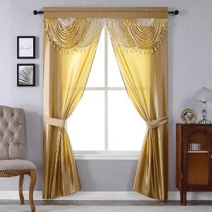Regal Home Collections Amore 5-Piece Window Curtain Set with Valance and 2 Tiebacks 54x84 - 1 of 4