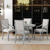 Retro Dining Sets Round, Dining Set Solid Wood With 16''Leaf And 4 Upholstered Chairs, Extendable Dining Table Set For Kitchen-Cuddlewood - 3 of 4