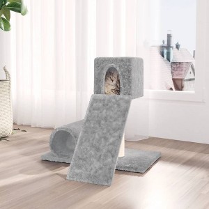 vidaXL Cat Tree Light grey Engineered wood Medium Durable Cat Tree - 1 of 4