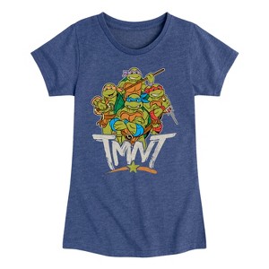 Girls' - Teenage Mutant Ninja Turtles - Leo and Brothers TMNT Fitted Short Sleeve Graphic T-Shirt - 1 of 4