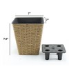 NAYSAYE 2 Pack Wicker Square Planter with Reservoir for Indoor and Outdoor Garden and Patio Decor, Brown, 7"*9.4"*13.8" - 4 of 4