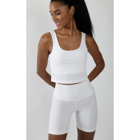 90 Degree By Reflex Interlink Ribbed Scoop Neck Cropped Tank Top - White -  Large : Target