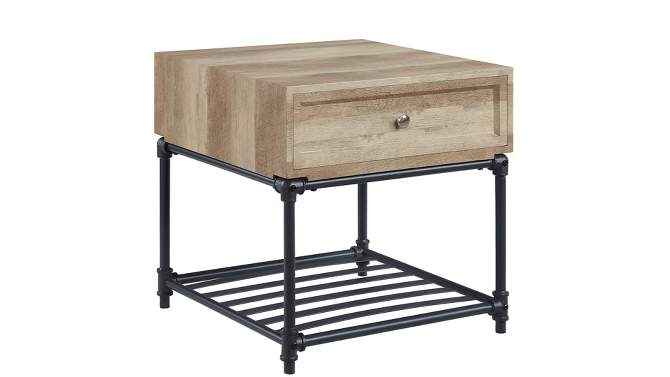 Brantley 22&#34; Drawer and 1 Tier Shelf Accent Tables Oak and Sandy Black - Acme Furniture, 2 of 9, play video