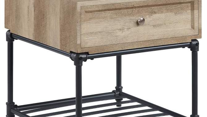 Brantley 22&#34; Drawer and 1 Tier Shelf Accent Tables Oak and Sandy Black - Acme Furniture, 2 of 9, play video