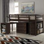Low Twin Loft Bed with Cabinet and Rolling Portable Desk - ModernLuxe