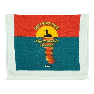 Cant Work Today My Arm Is In A Cast Funny Fishing Tea Towel - Crazy Dog Tea Towel Arm In A Cast - 1 of 4
