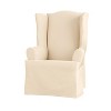 Heavy Weight Cotton Canvas Wing Chair Slipcover Natural - Sure Fit: Durable, Machine Washable, Indoor Use - 2 of 3
