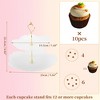 Unique Bargains 2 Tier Dessert Cupcake Stand Flower Shape Cup Cake Holder Tower White Gold Tone - 2 of 4