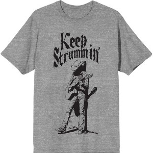 Keep Strummin' Cowboy Americana Adult Crew Neck Short Sleeve Tee - 1 of 2