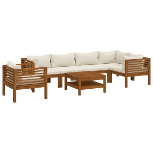 vidaXL Garden Lounge Set Cream, Natural Wood - 1 of 4