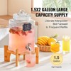 VEVOR Beverage Dispenser, 1.5 Gallon Drink Dispensers for Parties, 2PC,Glass Juice Dispenser with Stand, Stainless Steel Spigot - 3 of 4