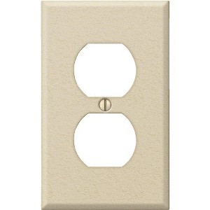 Amerelle PRO 1-Gang Stamped Steel Outlet Wall Plate, Ivory Wrinkle - 1 of 1