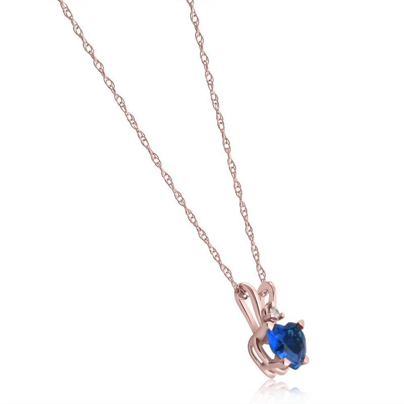 Pompeii3 14k White, Yellow, or Rose Gold Diamond & Blue Sapphire Heart Pendant Necklace, 2 of 4