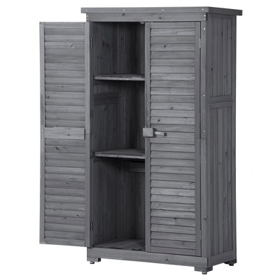 Outsunny Outdoor Storage Cabinet, Wooden Garden Storage Shed With ...