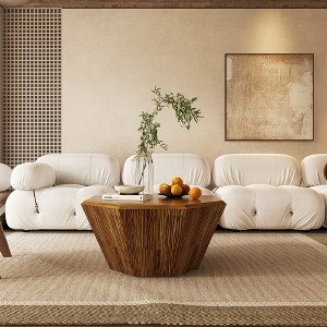 Octagonal Rubber Wood Coffee Table Set, 31.5"W + 17.7"W Coffee Table for Living Room, Sturdy and Bedroom - ModernLuxe - 1 of 4
