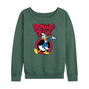 Women's - Disney - Donald Duck Lightweight French Terry Wide Neck Long Sleeve Shirt - 1 of 4