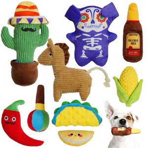 Nocciola 9 PCS Mexican/Mexicano Themed Plush Squeaky Dog Toys for Diverse Fun,Christmas gift,Interactive Toys for Small Medium Dogs - 1 of 4