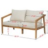 Outdoor Acacia Wood Side Loveseat,Fabric Upholstered Armrests Sofa With Solid Wood Frame,Slatted Backrest Patio Sofa Chair-Coolbibila - 4 of 4