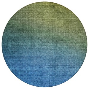 Olive Green Blue And Navy Blue Ombre Washable Indoor Outdoor Area Rug - 1 of 4