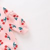 MyKids-USA Baby Girl Allover Cherry Pattern Lantern Sleeves Triangle Bodysuit Onesies - 4 of 4