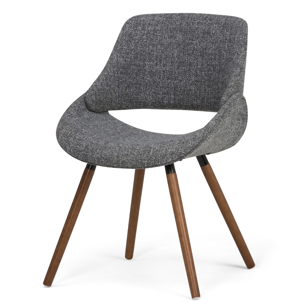 WyndenHall Malone Bentwood Dining Chair Dark Gray: Mid-Century Modern, Curved, Upholstered, Wood Legs