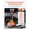 VEVOR 3.5 CFM AC Vacuum Pump and Gauge Set, Single Stage Rotary Vane HVAC Air Vacuum Pump, A/C Refrigerant Manifold Gauge Kit, with Hoses, Orange - 3 of 4