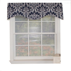 Ozbourne Cornice Syel 3" Rod Pocket Valance 50" x 17" Navy by RLF Home - 1 of 4